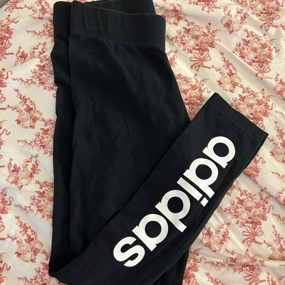 adidas Black Leggings with White Logo
